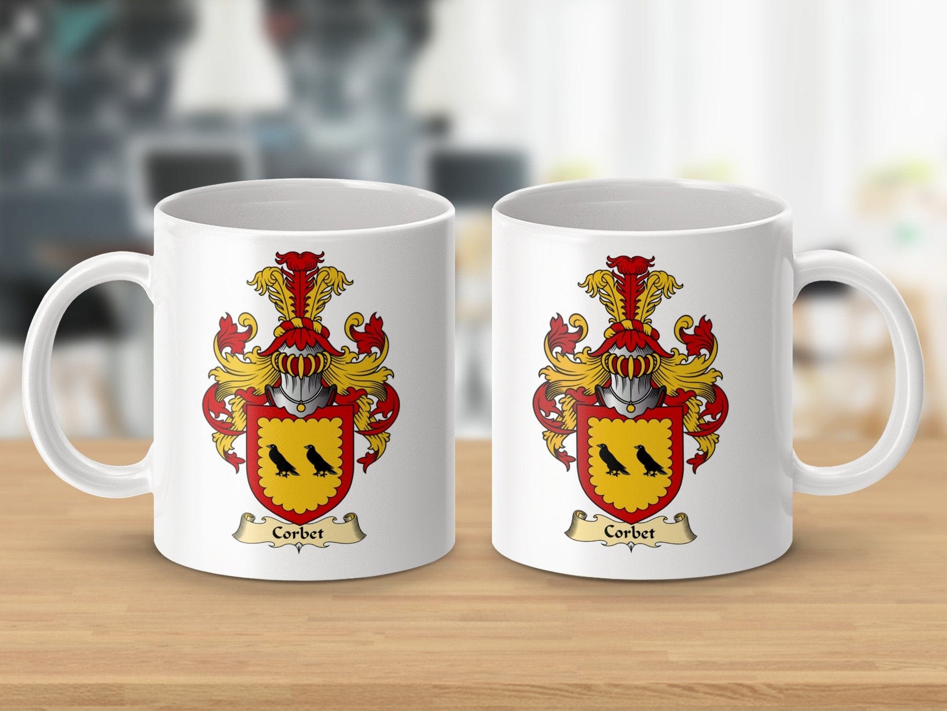 Physical Item 11oz / White Corbet Clan Coat Of Arms Scottish Mug