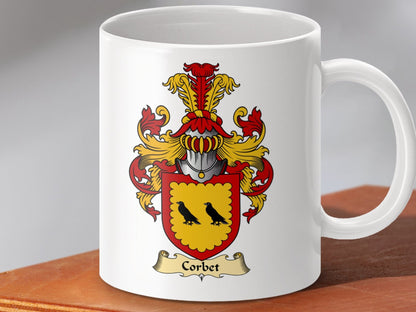 Physical Item 11oz / White Corbet Clan Coat Of Arms Scottish Mug