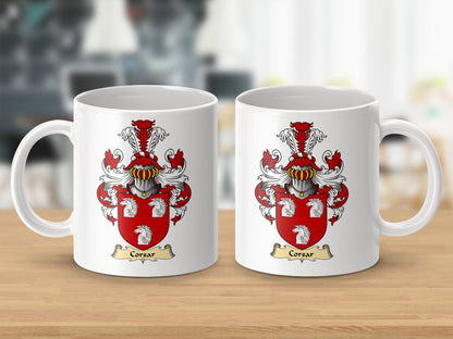 Physical Item 11oz / White Corsar Clan Coat Of Arms Scottish Mug