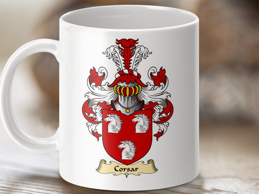 Physical Item 11oz / White Corsar Clan Coat Of Arms Scottish Mug