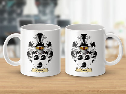 Physical Item 11oz / White Corser Family Coat Of Arms Mug Perfect Gift Item Mug