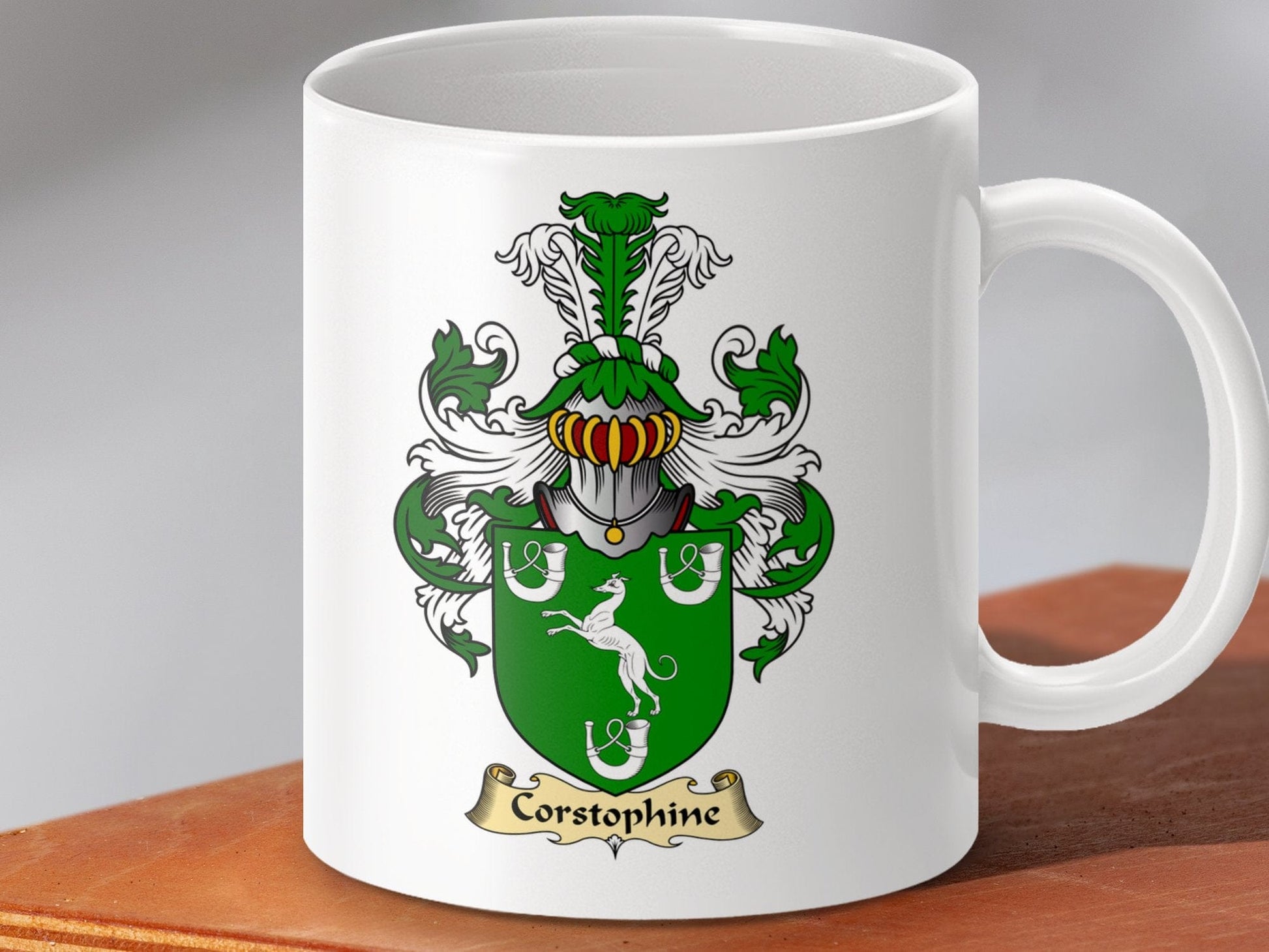 Physical Item 11oz / White Corstophine Clan Coat Of Arms Scottish Mug