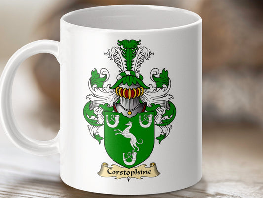 Physical Item 11oz / White Corstophine Clan Coat Of Arms Scottish Mug