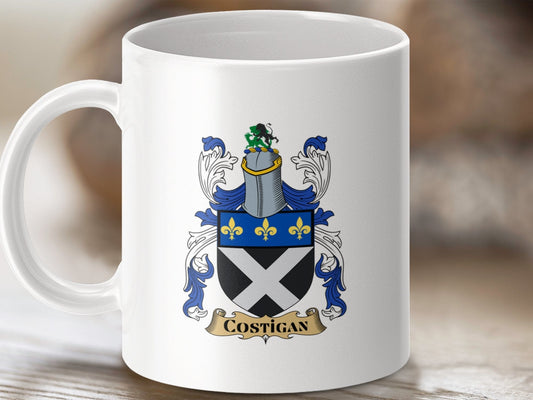 Physical Item 11oz / White Costigan Surname Irish Heraldry Ceramic Mug