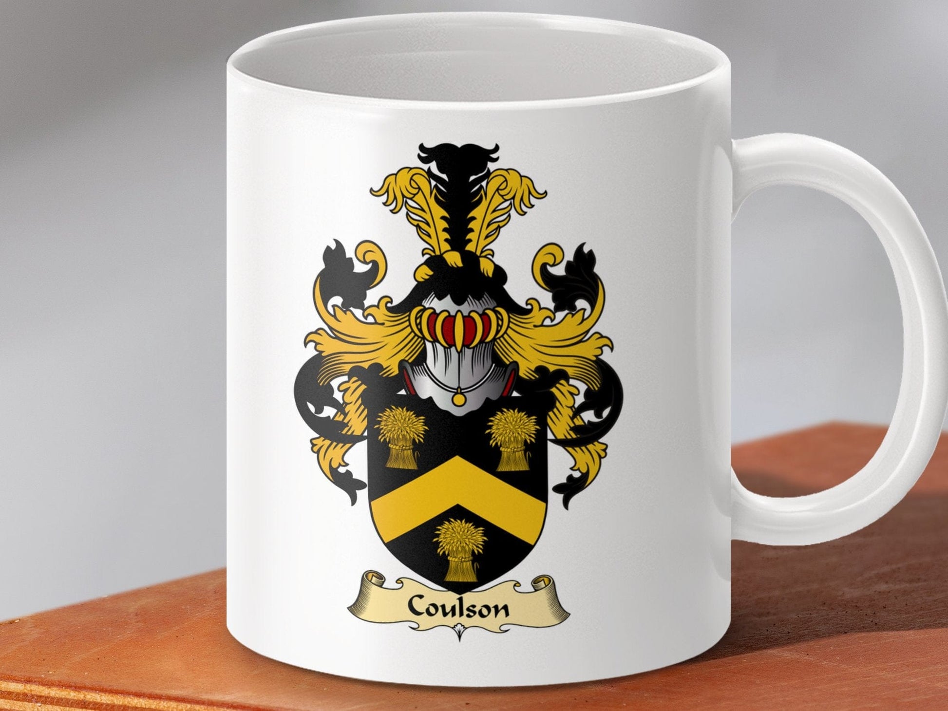 Physical Item 11oz / White Coulson Clan Coat Of Arms Scottish Mug