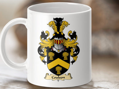 Physical Item 11oz / White Coulson Clan Coat Of Arms Scottish Mug