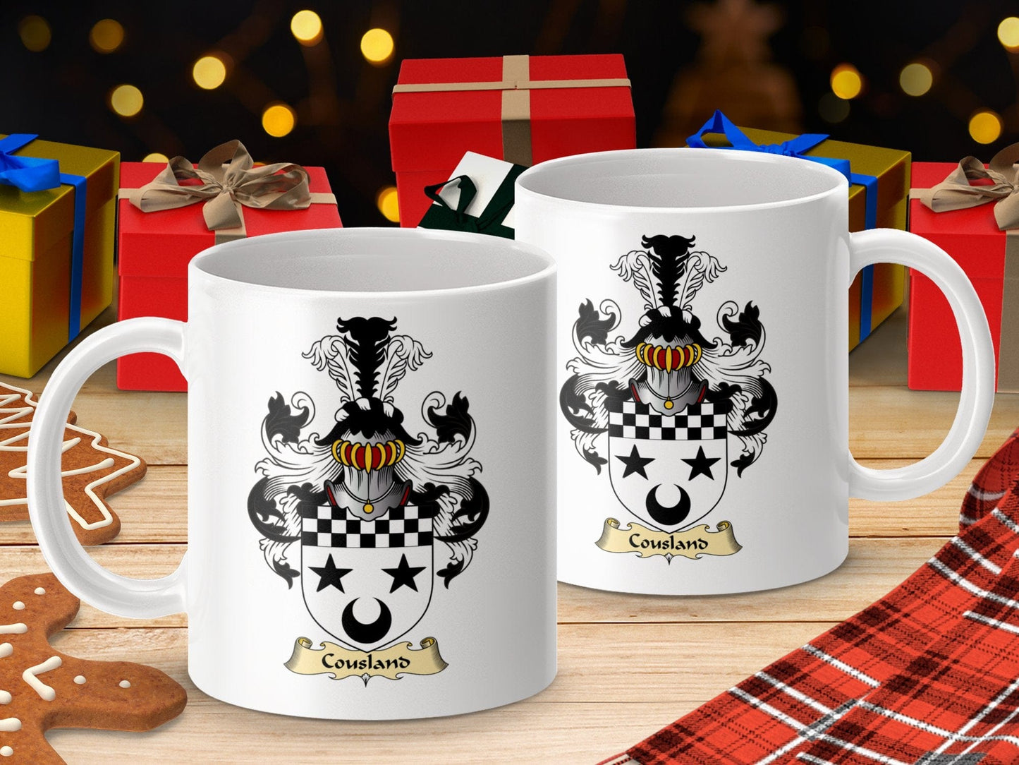 Physical Item 11oz / White Cowsland Clan Crest Coat of Arms Scottish Heritage Mug