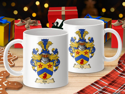 Physical Item 11oz / White Cox Clan Coat Of Arms Scottish Mug