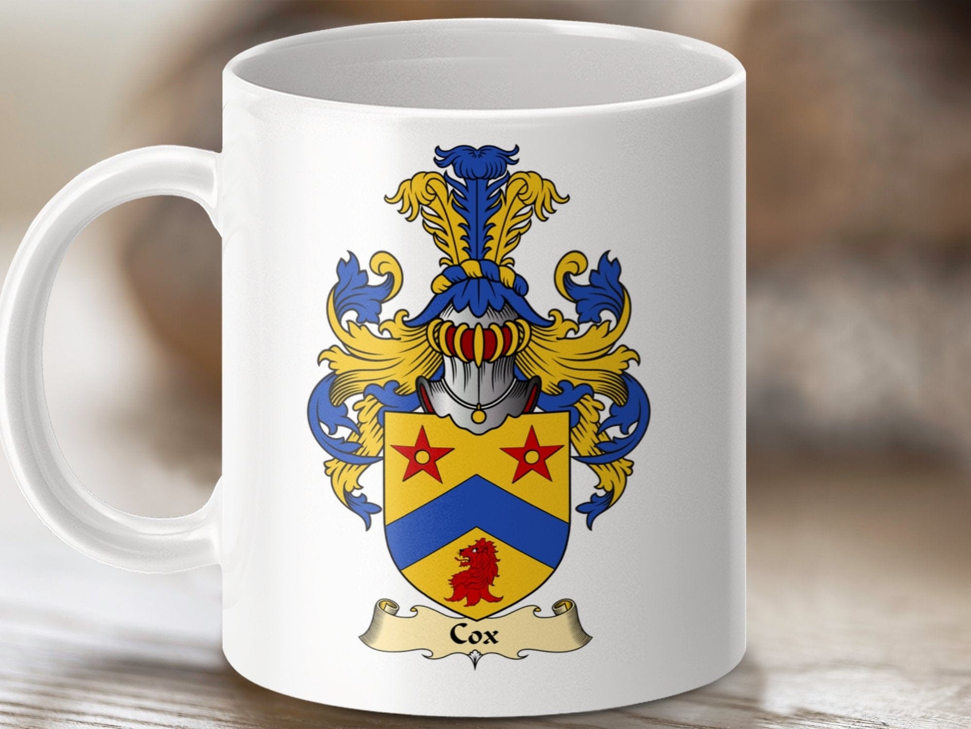 Physical Item 11oz / White Cox Clan Coat Of Arms Scottish Mug