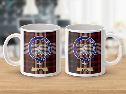 Physical Item 11oz / White Cox Clan Scottish Tartan Crest Mug
