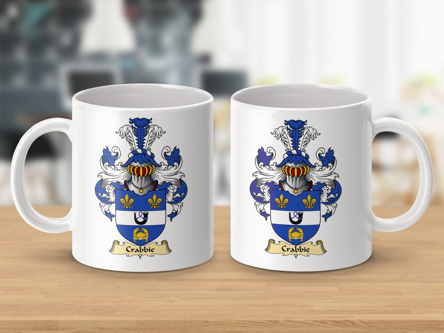 Physical Item 11oz / White Crabbie Clan Coat Of Arms Scottish Mug