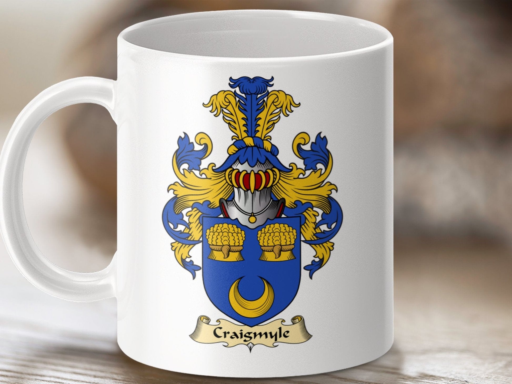 Physical Item 11oz / White Craigsmyle Clan Coat Of Arms Scottish Mug