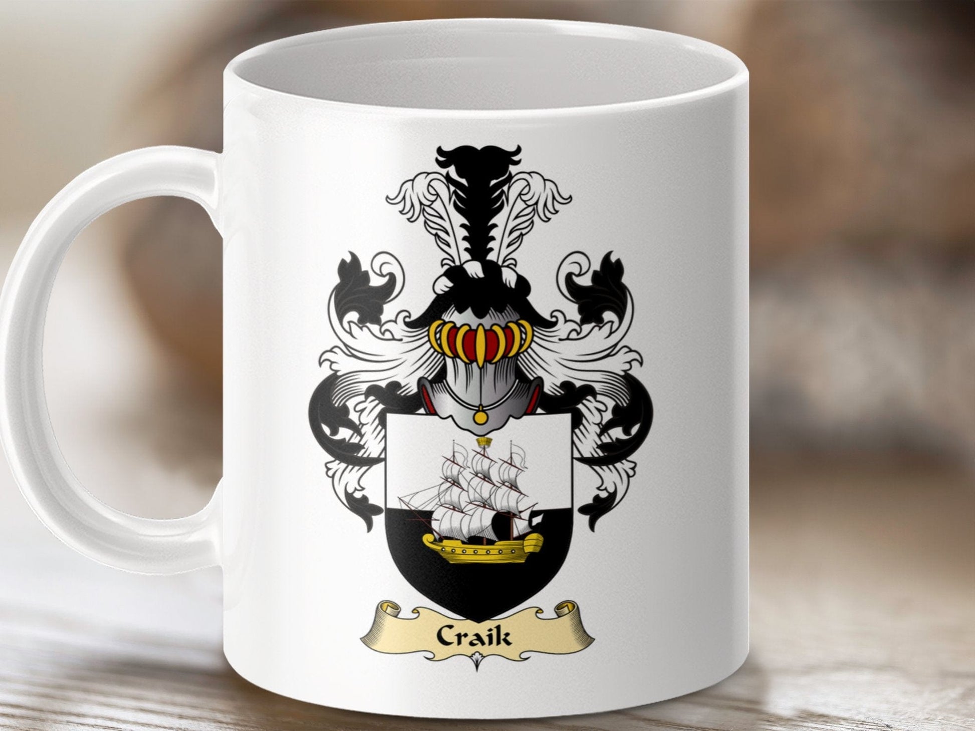 Physical Item 11oz / White Craik Clan Coat Of Arms Scottish Mug