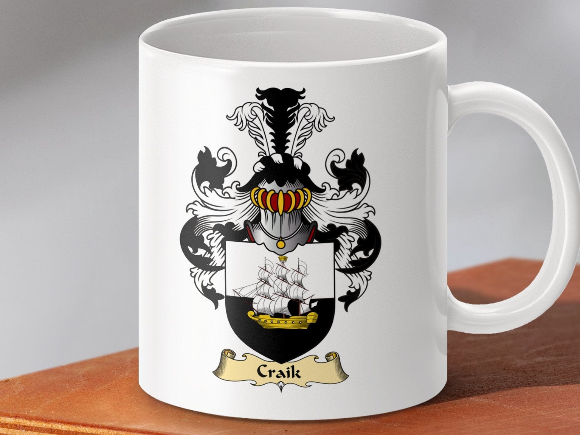 Physical Item 11oz / White Craik Clan Coat Of Arms Scottish Mug