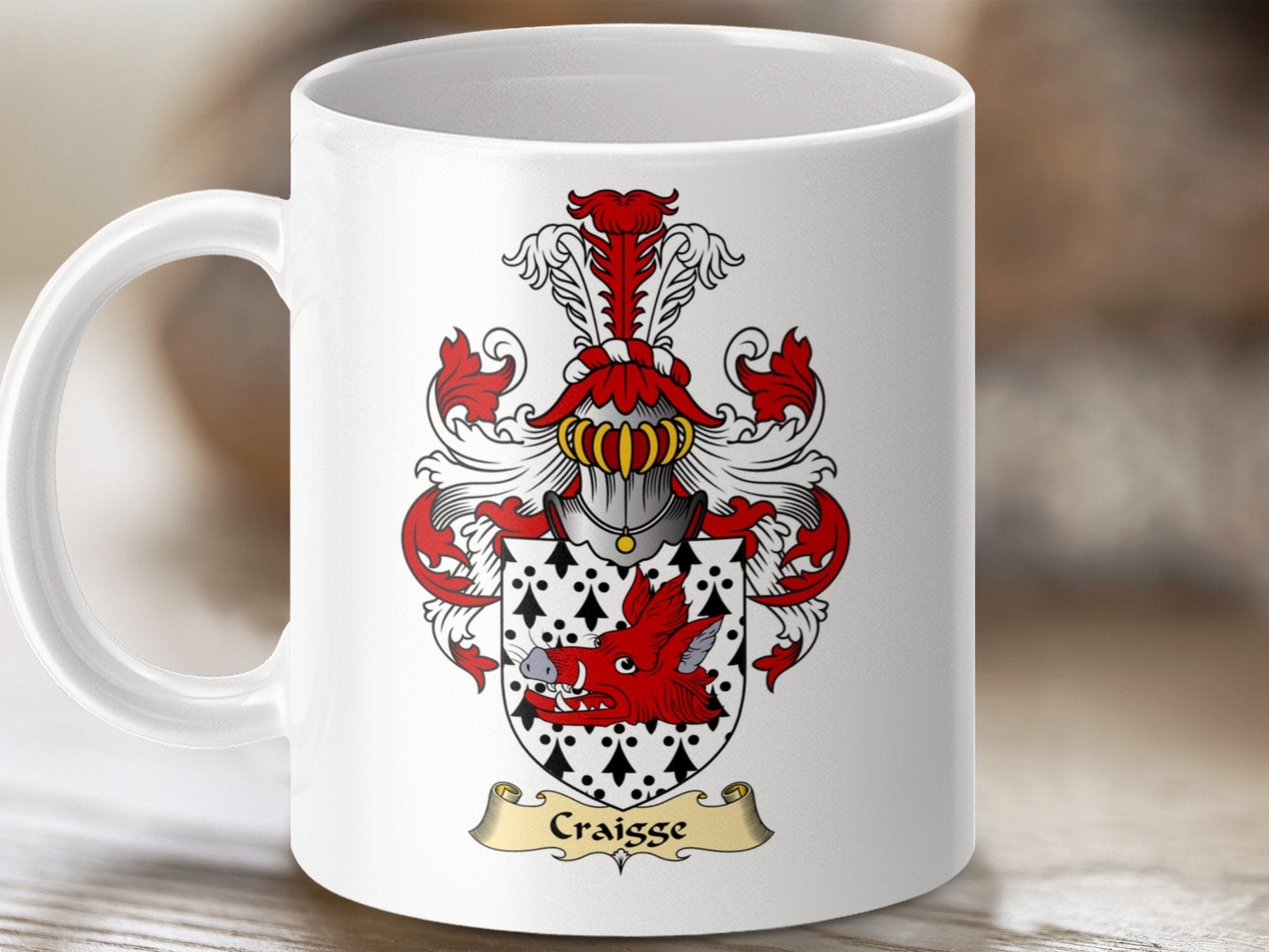 Physical Item 11oz / White Craisse Clan Coat Of Arms Scottish mug