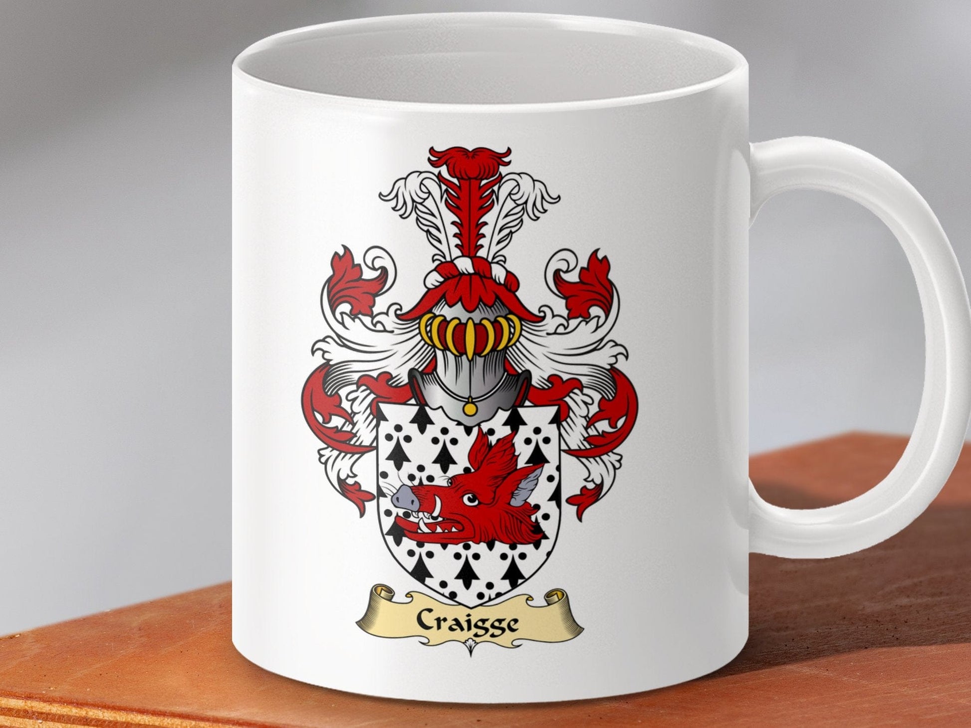 Physical Item 11oz / White Craisse Clan Coat Of Arms Scottish mug