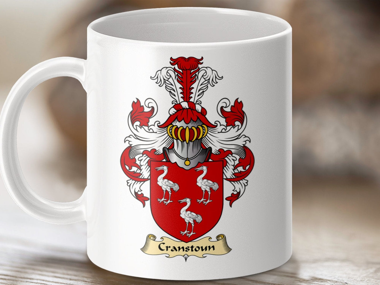 Physical Item 11oz / White Cranstoun Clan Coat Of Arms Scottish Mug