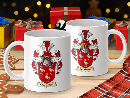 Physical Item 11oz / White Cranstoun Clan Coat Of Arms Scottish Mug