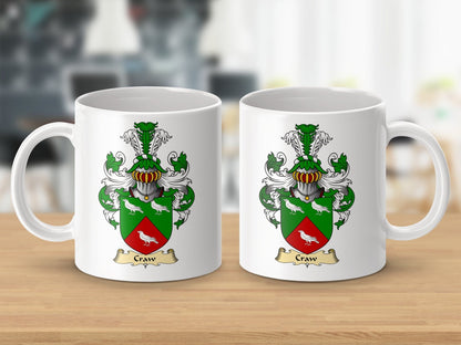 Physical Item 11oz / White Craw Clan Coat Of Arms Scottish Mug