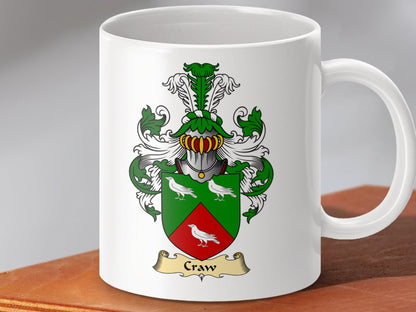 Physical Item 11oz / White Craw Clan Coat Of Arms Scottish Mug