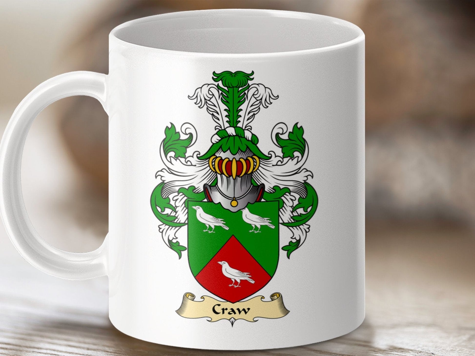 Physical Item 11oz / White Craw Clan Coat Of Arms Scottish Mug