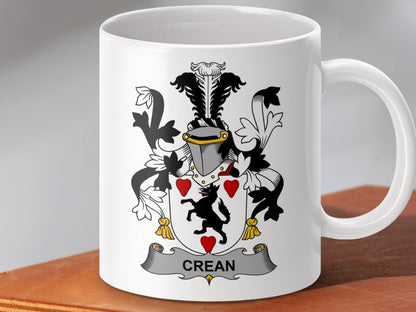 Physical Item 11oz / White Crean Surname Irish Heraldry Ceramic Mug