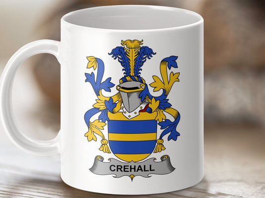 Physical Item 11oz / White Crehall Surname Irish Heraldry Ceramic Mug