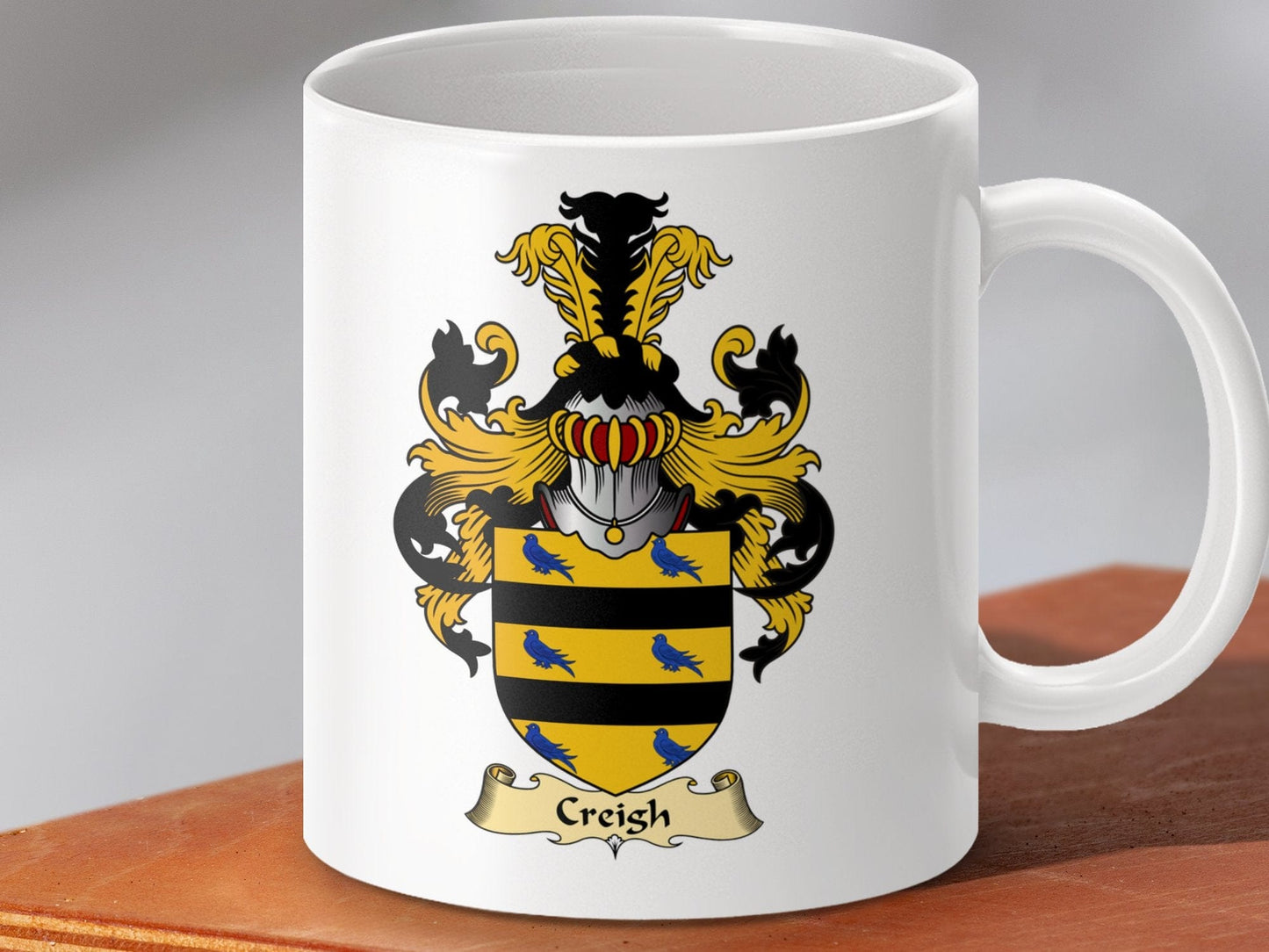 Physical Item 11oz / White Creigh Clan Coat Of Arms Scottish Mug