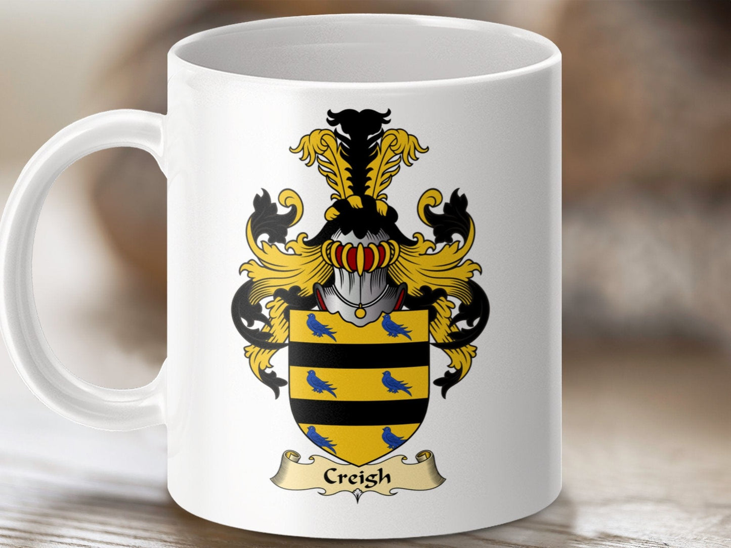 Physical Item 11oz / White Creigh Clan Coat Of Arms Scottish Mug