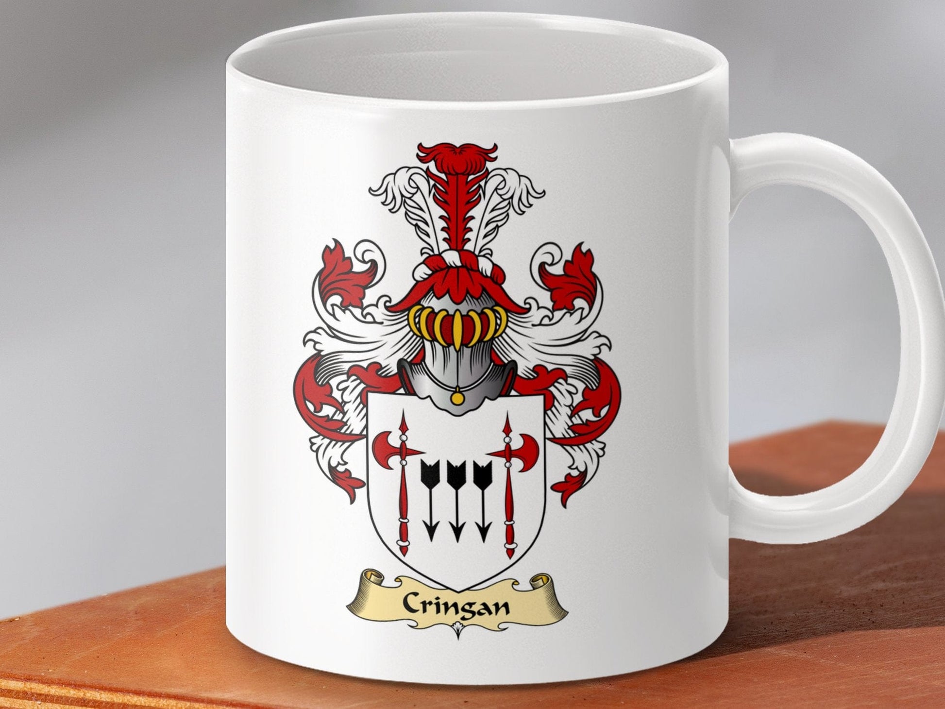 Physical Item 11oz / White Cringan Clan Coat Of Arms Scottish Mug