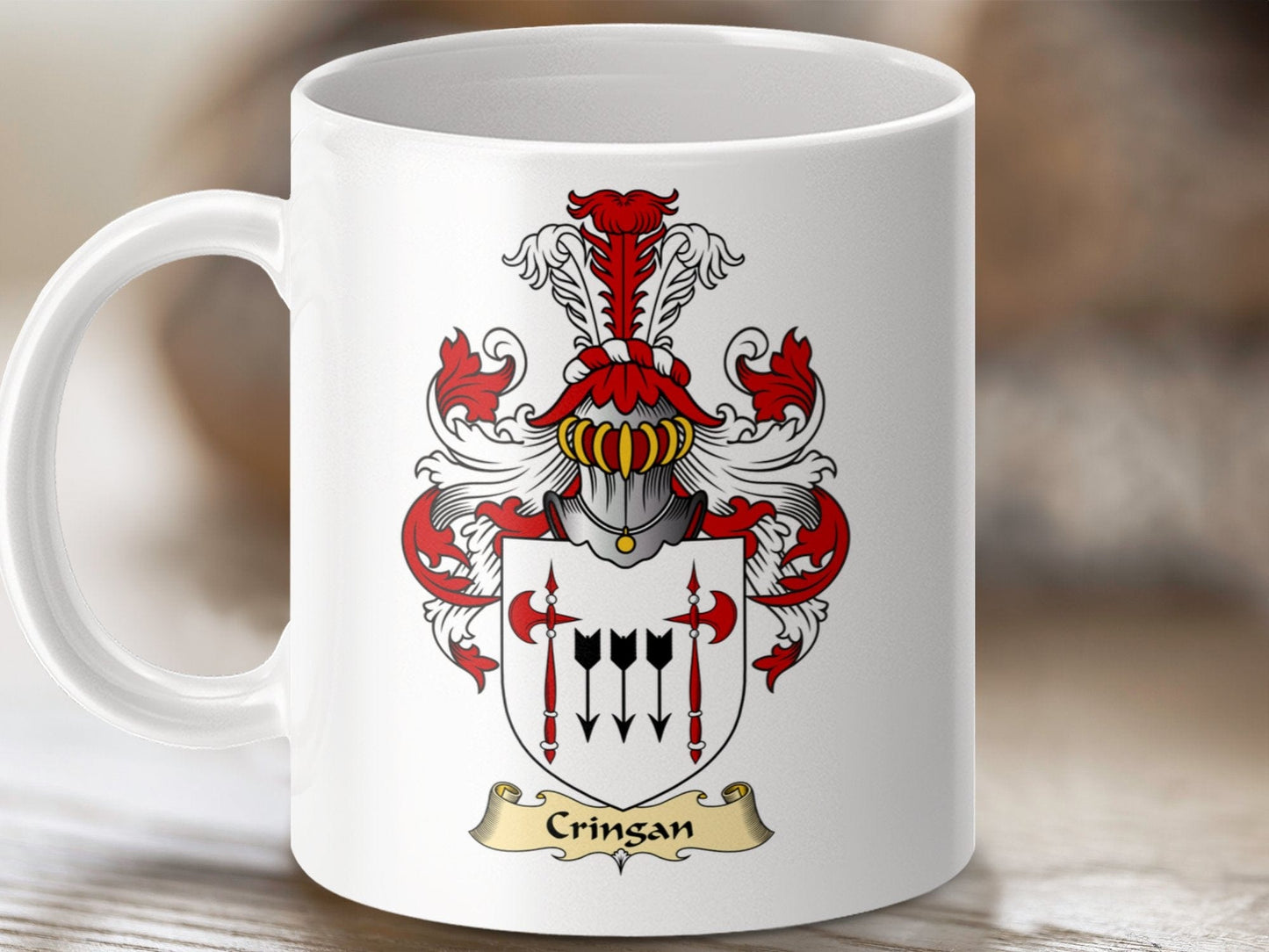 Physical Item 11oz / White Cringan Clan Coat Of Arms Scottish Mug