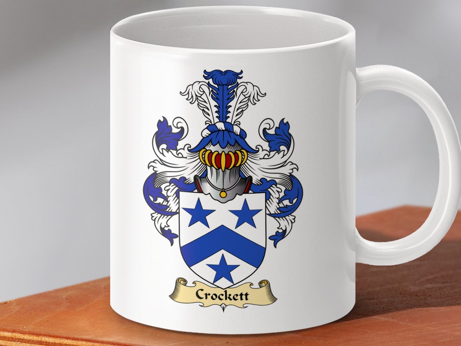 Physical Item 11oz / White Crockett Clan Coat Of Arms Scottish Mug