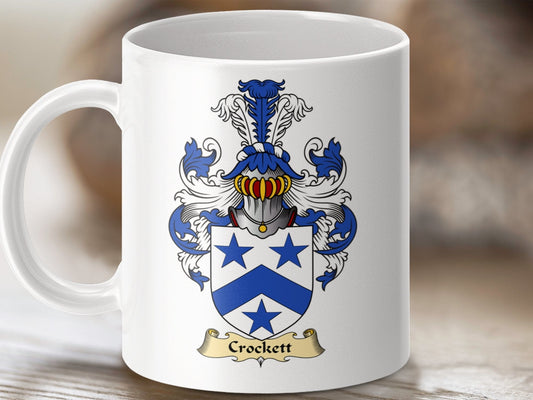 Physical Item 11oz / White Crockett Clan Coat Of Arms Scottish Mug