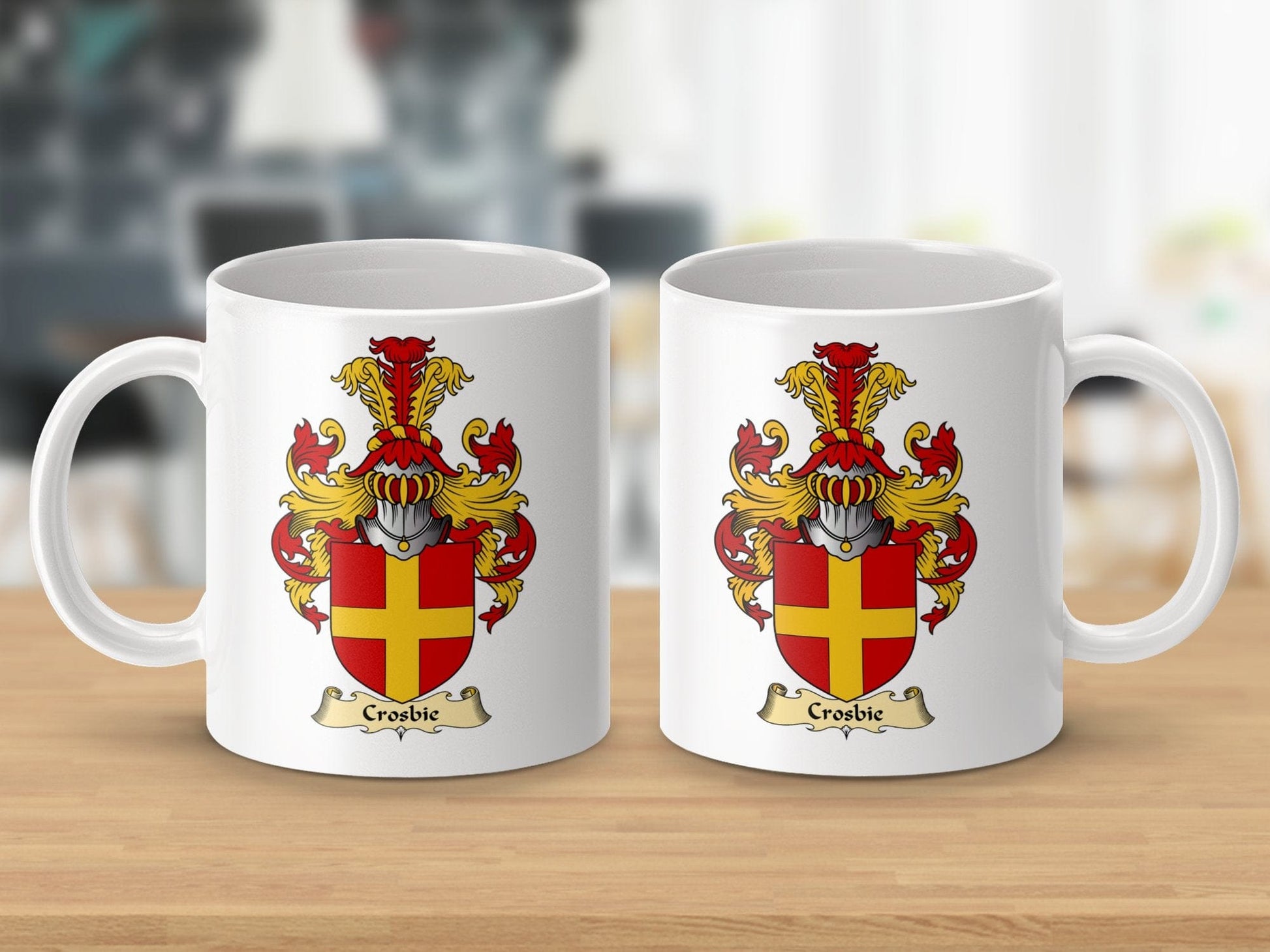 Physical Item 11oz / White Crosbie Clan Coat Of Arms Scottish Mug