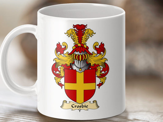 Physical Item 11oz / White Crosbie Clan Coat Of Arms Scottish Mug