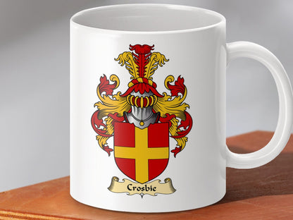 Physical Item 11oz / White Crosbie Clan Coat Of Arms Scottish Mug