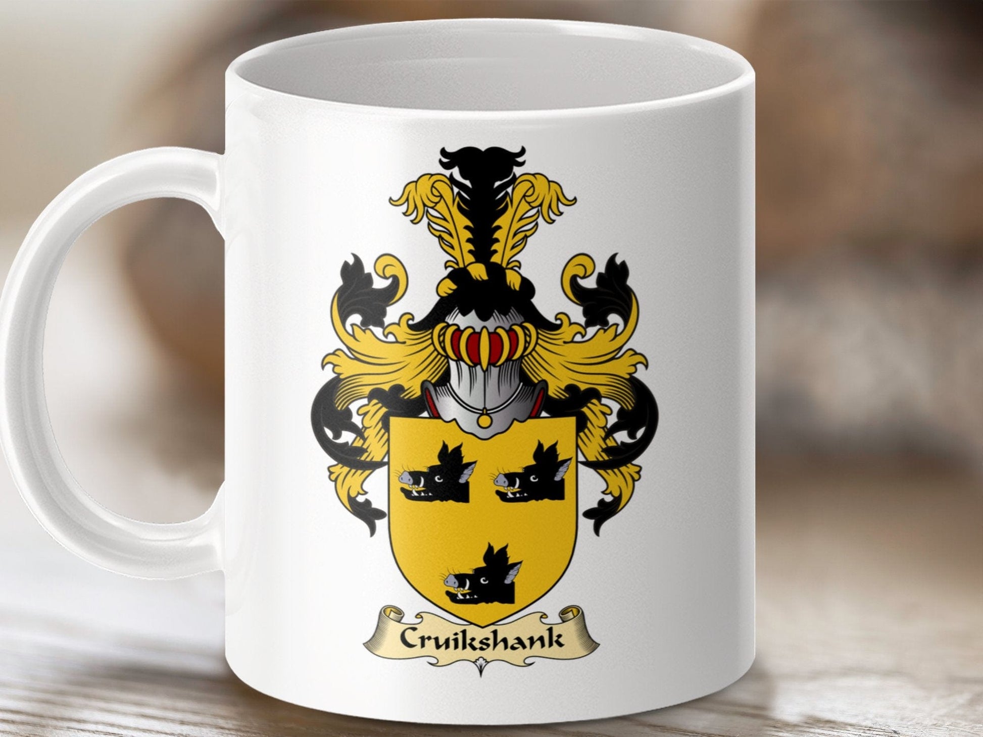 Physical Item 11oz / White Cruikshank Clan Coat Of Arms Scottish Mug