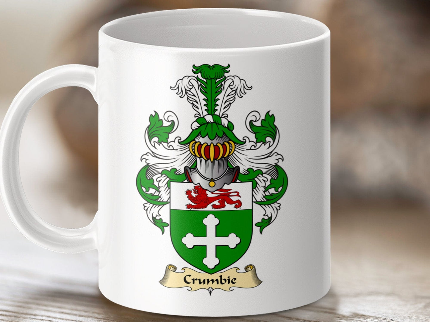 Physical Item 11oz / White Crumbie Clan Coat of Arms Scottish Mug