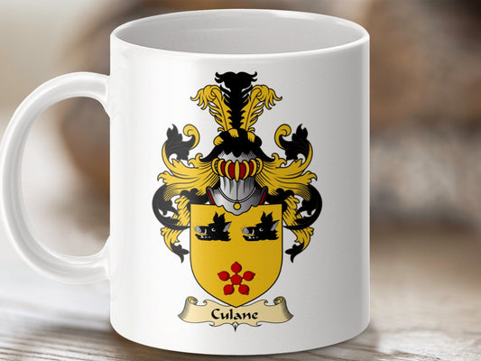 Physical Item 11oz / White Culan Clan Coat Of Arms Scottish Mug