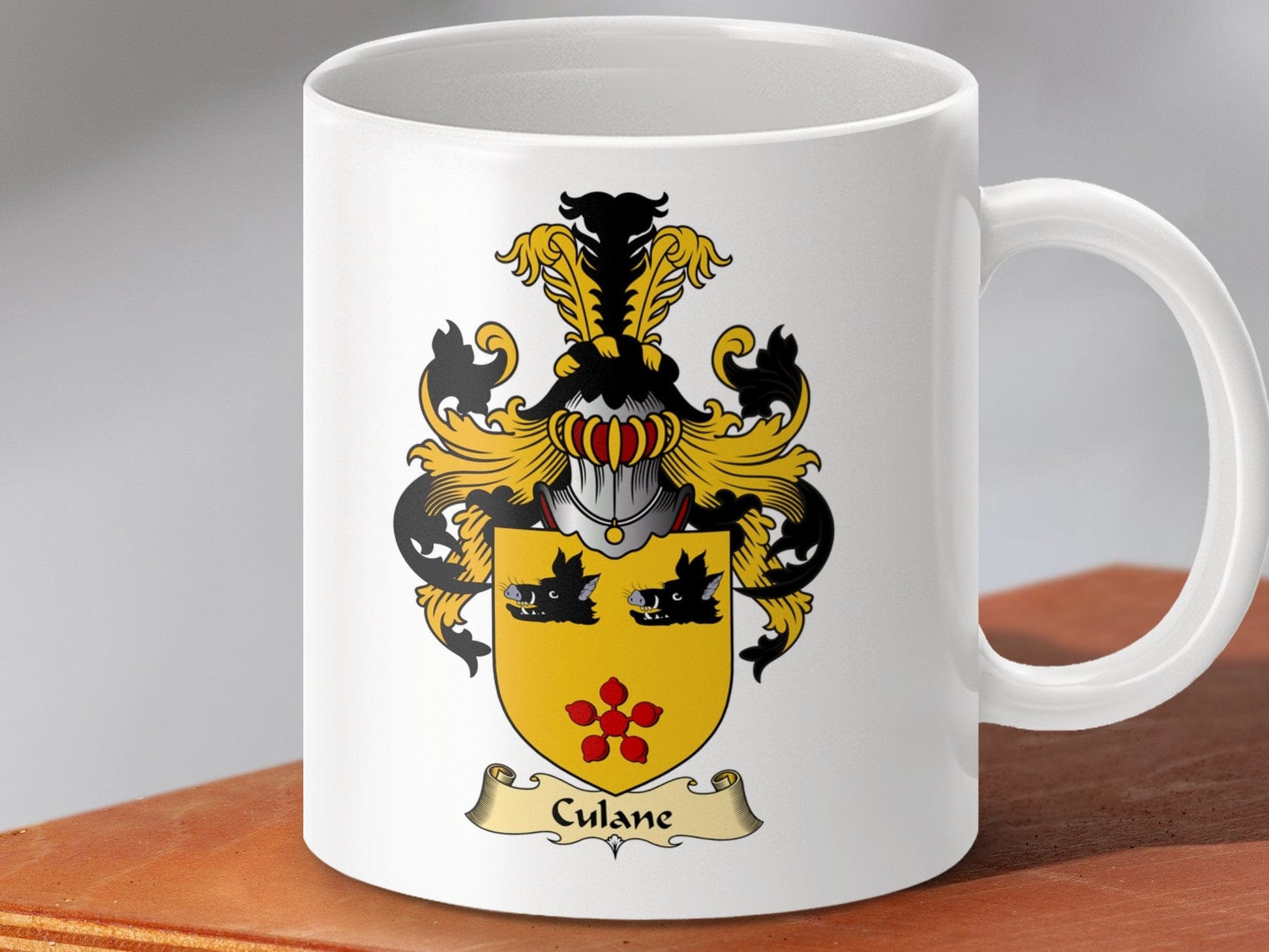 Physical Item 11oz / White Culan Clan Coat Of Arms Scottish Mug