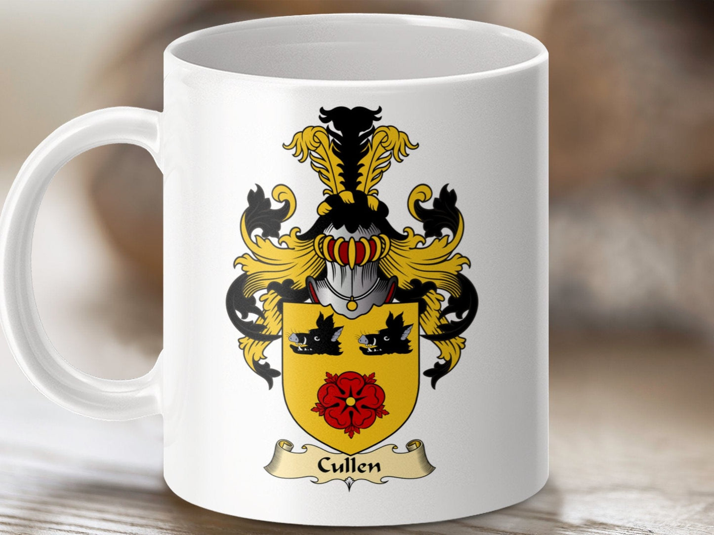 Physical Item 11oz / White Cullen Clan Coat Of Arms Scottish Mug