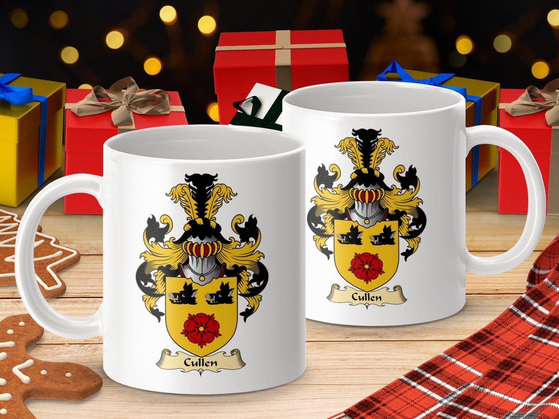 Physical Item 11oz / White Cullen Clan Coat Of Arms Scottish Mug