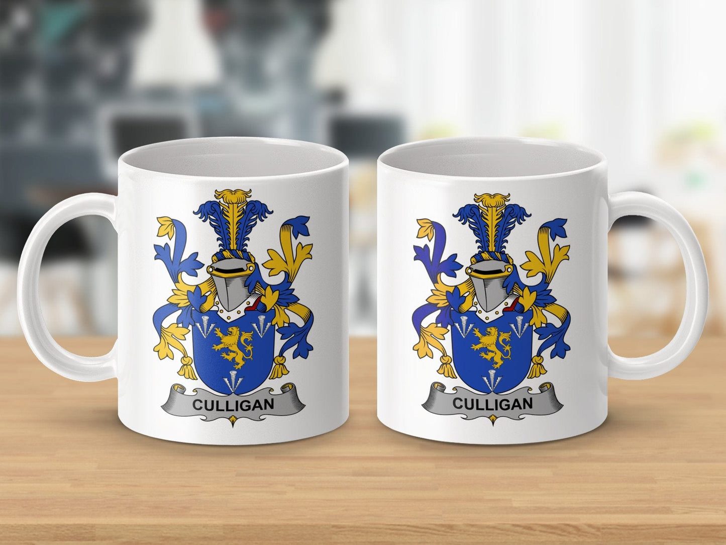 Physical Item 11oz / White Culligan Surname Irish Heraldry Ceramic Mug