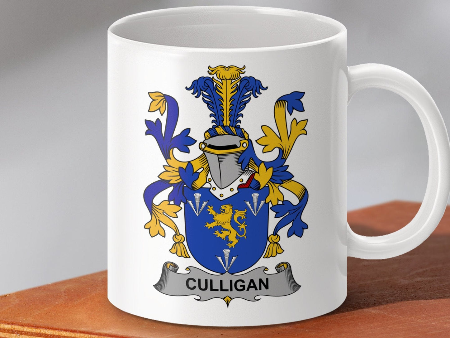 Physical Item 11oz / White Culligan Surname Irish Heraldry Ceramic Mug