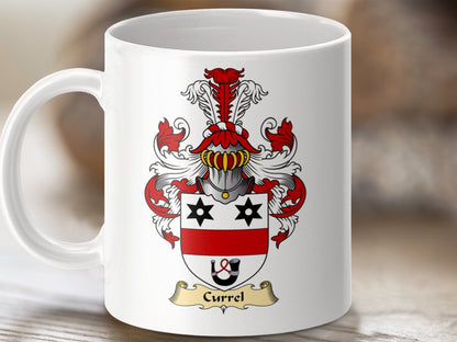 Physical Item 11oz / White Currel Clan Coat Of Arms Authentic Scottish Mug