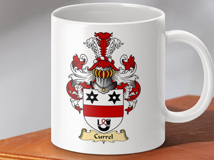 Physical Item 11oz / White Currel Clan Coat Of Arms Authentic Scottish Mug