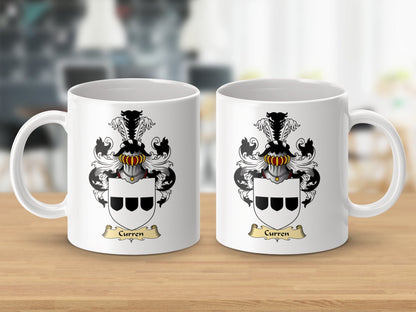 Physical Item 11oz / White Curren Clan Coat Of Arms Scottish Mug