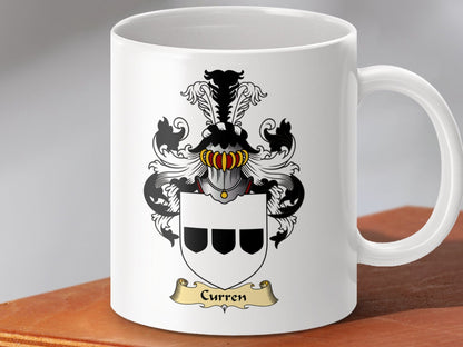 Physical Item 11oz / White Curren Clan Coat Of Arms Scottish Mug