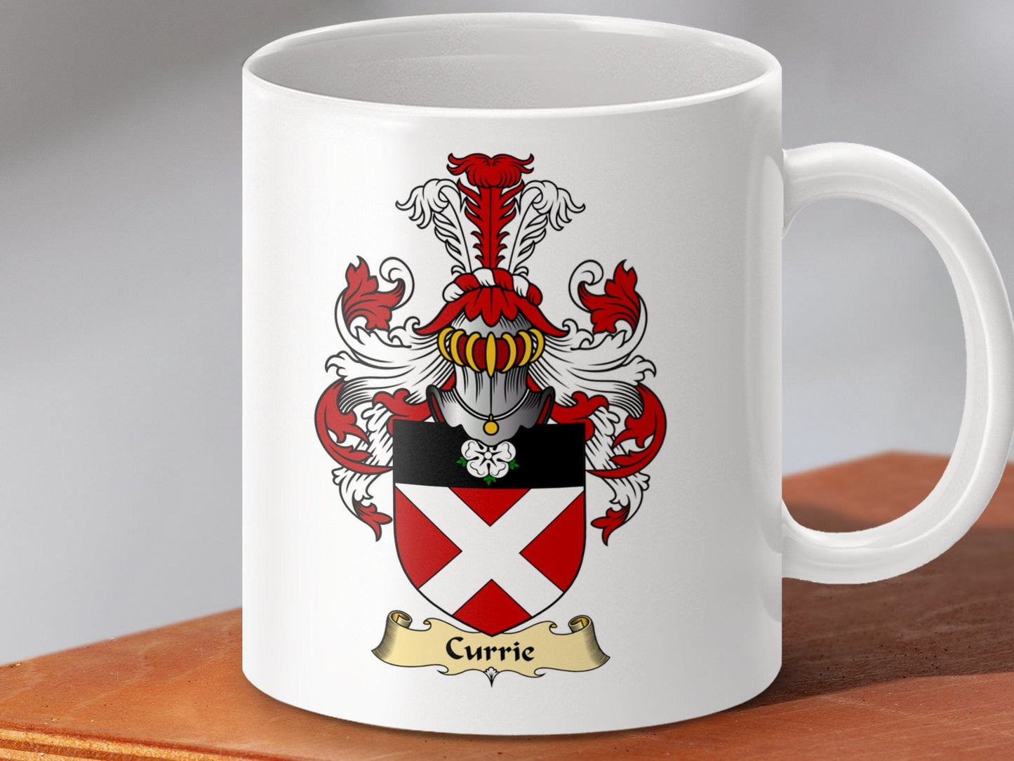 Physical Item 11oz / White Currie Clan Coat Of Arms Scottish Mug