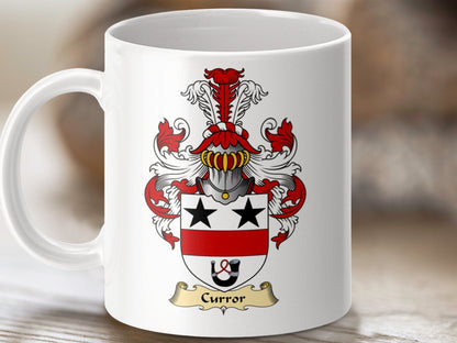 Physical Item 11oz / White Curror Clan Coat Of Arms Scottish Mug